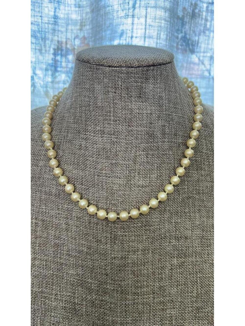 Avon Cream Faux Pearl Necklace with Gold-Tone Clasp